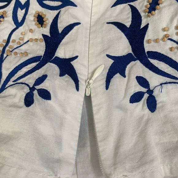 Embroidered wood beads top w thin straps zipper side SZ 14 - Picture 5 of 13